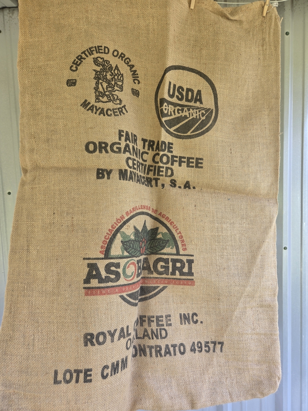 Large Jute Coffee Sack Black Red And Green 27X40 Inches